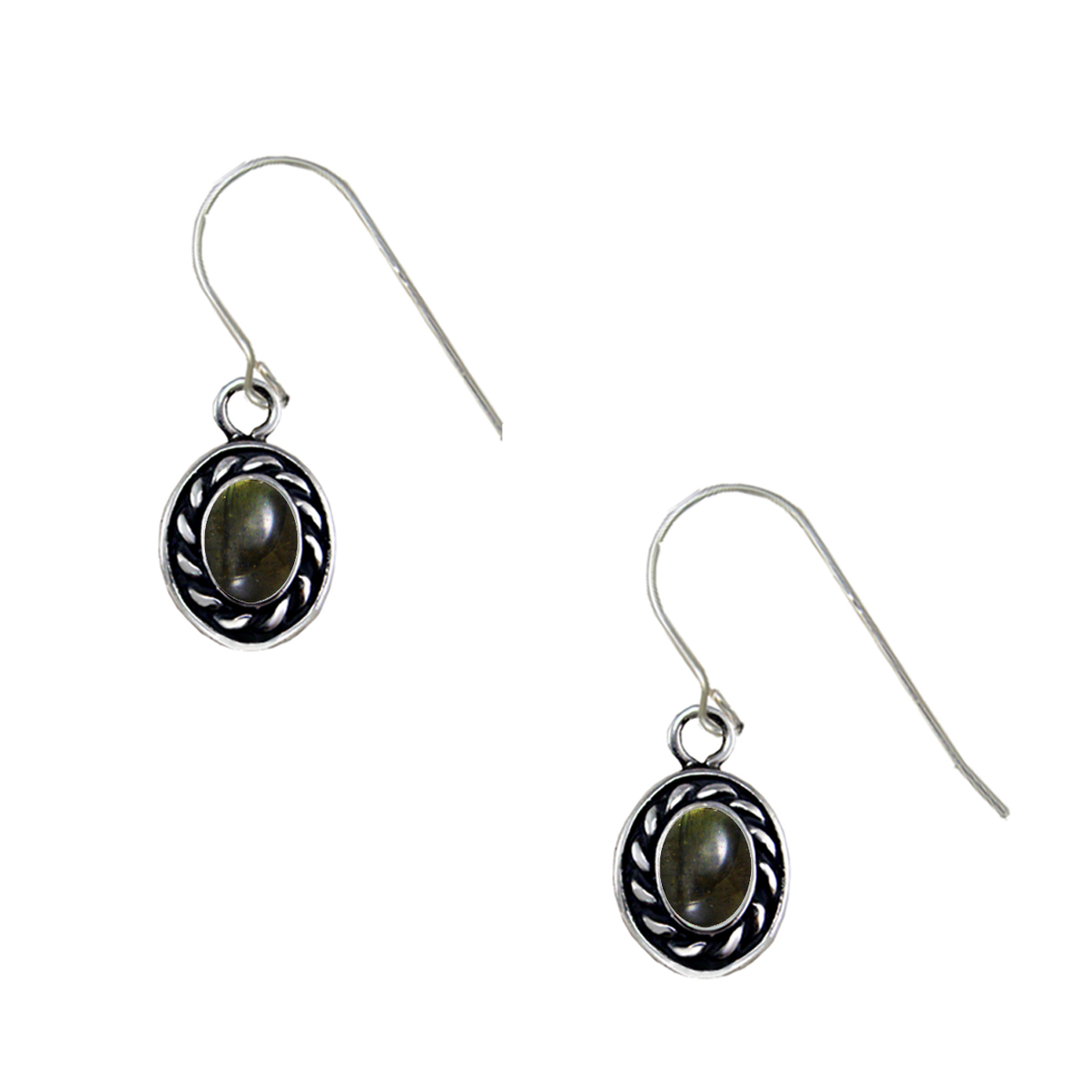 Sterling Silver Little Spectrolite Gemstone Drop Dangle Earrings
